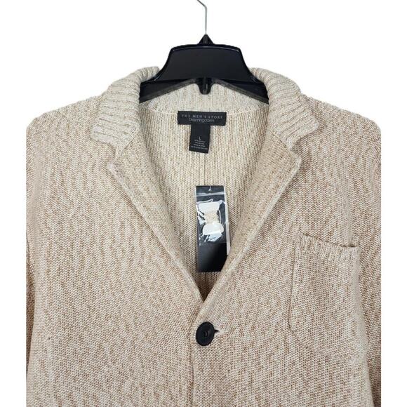 The Men's Store Stretch Knit Cardigan Sweater Sand White Melange Large NWT - Picture 3 of 4